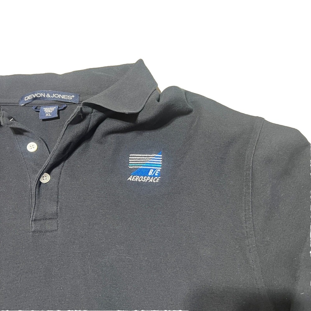 Vintage Aerospace Polo Shirt Mens XLExtra Large Black Long Sleeve Employee Space